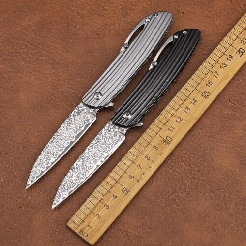 VG10 Blade Damascus Steel Handle Outdoor Camping Hunting Fruit Kitchen EDC Knife Tool