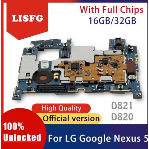 16GB 32GB For LG Google Nexus 5 D821 D820 Motherboard 100% Unlocked Mainboard With Full Chips Android OS Installed Logic Board