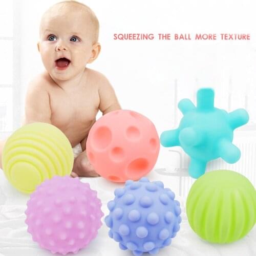 6 pcs/set Rubber Textured Multi tactile Balls Baby Soft Balls Toys for Baby Training Massage Touch Ball Hand Catch The Ball