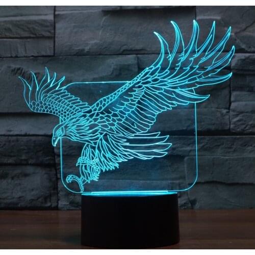 Eagle Bird Woodpecker Parrot Animal Acrylic 7Color Desk Lamp 3D Lamp Novelty LED Night Light Millennium Falcon Light