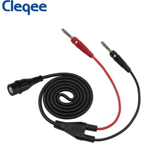 Cleqee P1203 BNC to Dual 4mm Stackable Banana Plug Test Lead Oscilloscope BNC Plug Coaxial Cable with Color Rings 500V/5A 120CM