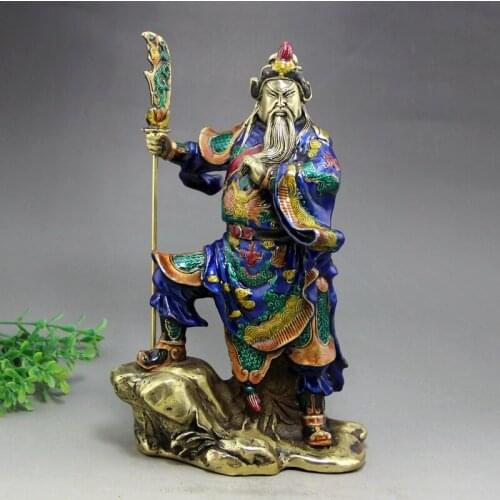 Cloisonne enamel Copper crafts Archaize do old Buddha ornament GuanYu Buddha guan gong statue figure Guan yu figurine Antique