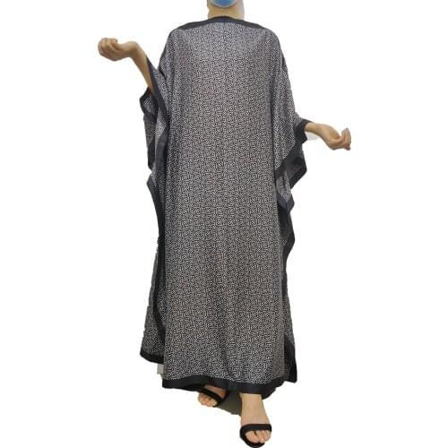 Full Black Traditional Dubai Muslim Women Prayer Floor Length Abaya BouBou Oversize Summer Silk Bohemian Kaftan Maxi Dress