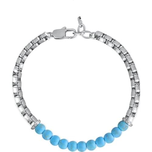 Runda 2020 Fashion Handmade Natural Bead Bracelet for Men and Women with Stainless Steel Jewels Couple Gift