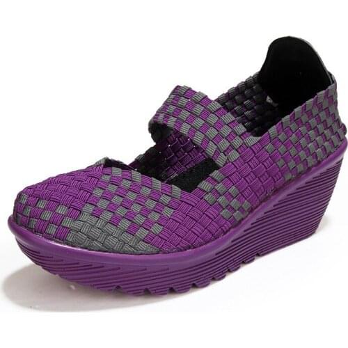 Wedge Women Sandals Casual Breathable Ladies Sneakers Summer Women Shoes Woven Multi-colors zapatos mujer XKD6020