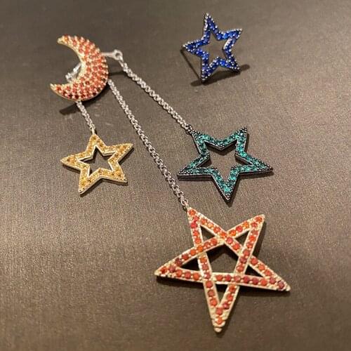 2021 CZ Crystal Tassel Hoop Earring Exquisite Colorful Color Star Heart Cute Women Drop Earrings For Gifts Jewelry