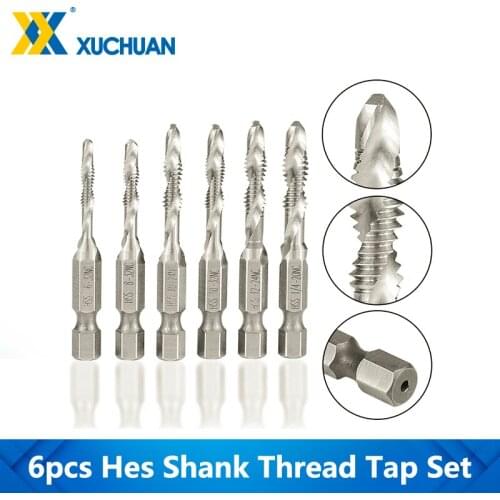 Hex Shank Drilling Set Tapping Integrated Composite Wire Tapping Tap 6pcs HSS Drilling Bit For Thread Tap Die Tools Machine Tap