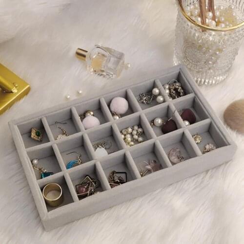 Jewelry Box Showcase Drawer Storage Multi-Grids Classification Storage Flannel Necklace Rings Earrings Storage Case for Home