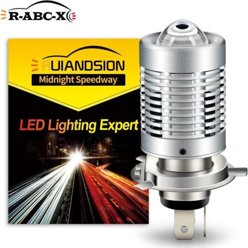 RUIANDSION 1Pcs LED H4 9003 HB2 HS1 P43T Motorcycle Headlight Car Headlamp Ford Harvard 21W 2400Lm 12V-80V High Low Beam 6000K