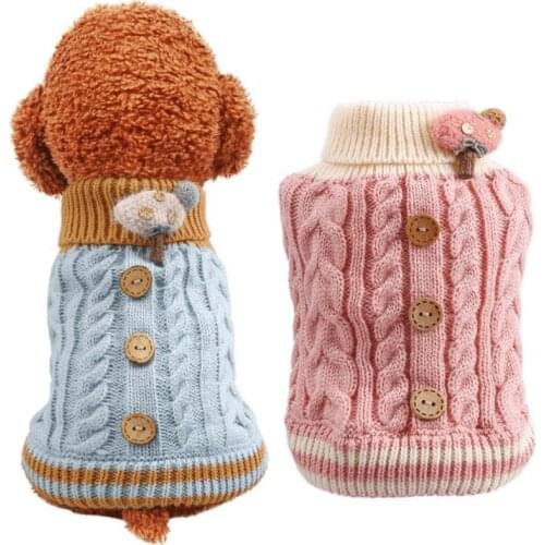 Dog Sweater Winter Warm Clothes For Small Large Dogs Pet Turtleneck Jumper Clothing Coat Knitting Crochet Cloth Outfit Vest