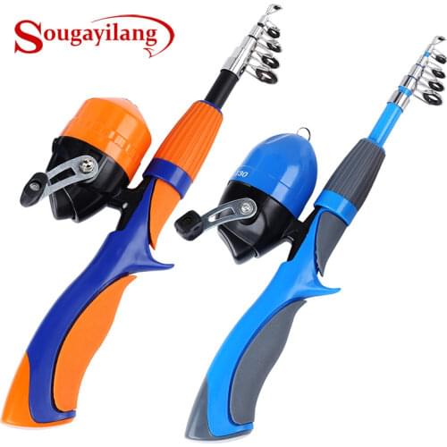 Sougayilang 1.4M Mini Telescopic Ice Fishing Combo Portable Carbon Fiber Carp Fishing Rod High Quality Fishing Reel Tackle Set
