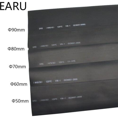 1meter 2:1 Black 50mm 60mm 70mm 80mm 90mm Heat Shrink Heatshrink Tubing Tube Wire Dropshipping