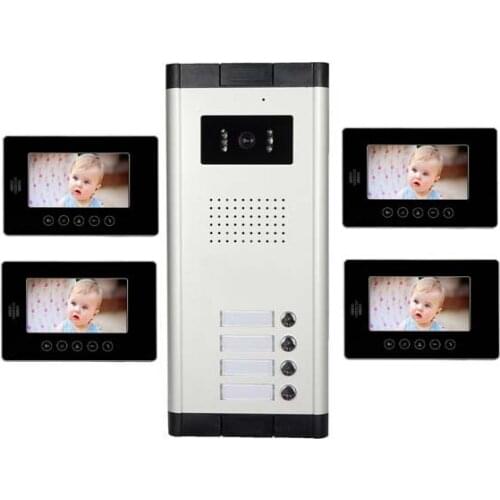 XINSILU New Arrival 7"TFT LCD Video Door Phone w/t Touch Key Screen Intercom System for 4-apartment Top Quality Audio Door Phone