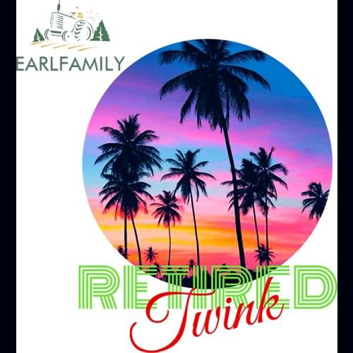 EARLFAMILY 13cm x 10.6cm For Retired Twink Cartoon Car Stickers Interesting Decal Campervan Surfboard Vinyl Material Decoration