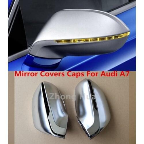Side Wing Mirror Covers Fit AUDI A7 / S7 / RS7 2011-2017 Aluminum Brushed Caps Case Replacement Silver Matte Chrome