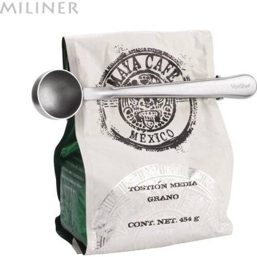 1 pc Multifunction Stainless Steel Coffee Scoop With Clip Coffee Tea Measuring Scoop 1Cup Ground Coffee Measuring Scoop Spoon