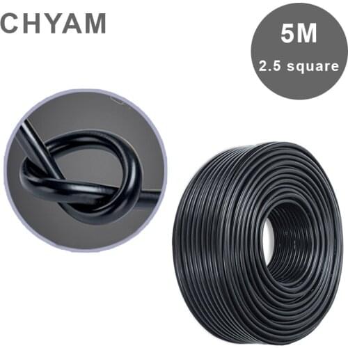 5 Meters 2.5mm2 Square 2 Pins Copper Black Soft Cover National Standard Flexible Wire Household 2-Core Power Plug Cable RVV