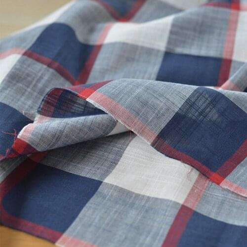 50*145cm Japanese Retro Soft Bamboo Pattern Yarn-dyed Plaid Cotton Fabric Summer Light Style Handmade DIY Shirt Skirt Fabric