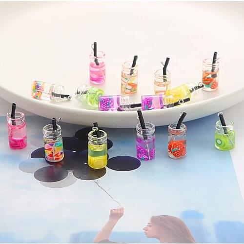 New Fashion DIY 6PCS 18x10mm Mini Glass Bottles with Mixed Colours Beads Pendant Ornaments for Women Jewelry Making Accessories
