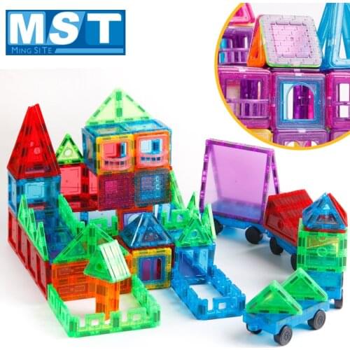 72PCS Creative Educational Magnet Tiles Construction Designer Set Magnetic Blocks 3D Block Building Toys For Children Bricks