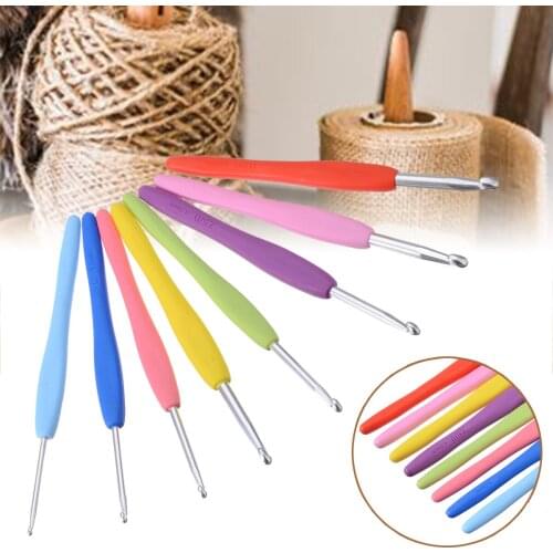 8pcs/set Crochet Hook Needles Kit Sweater Sewing Needle Aluminum Knitting Needles with Colorful Soft Handle For DIY Knitting