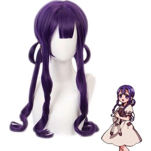 Anime Kwai Akane Aoi Purple Long Wig Cosplay Costume Jibaku Shounen Toilet-bound Hanako-kun Synthetic Hair Women Wigs