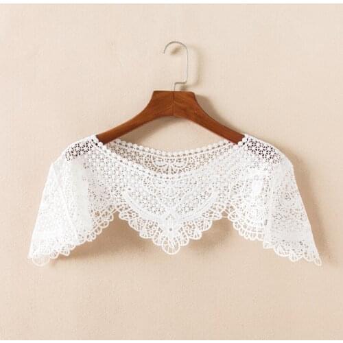 White Flowers Double Side Embroidered Neckline Collar Lace Womens Necklines Accesseries Kit for Dress Scrapbooking