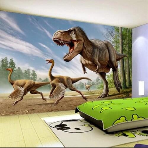 Customized large murals fashion home improvement cartoon 3D dinosaur children bedroom mural wall wallpaper papel de parede