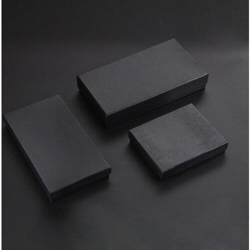 Customized Engraved Logo Wallet Gift Box Black Three Models Paper Jewelry Gift Box Upper And Lower Cover High Quality Wallet box