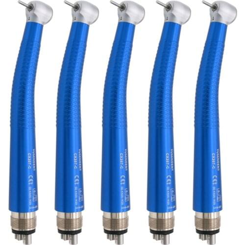 COXO Dental Colorful High Speed Ceramic Bearing Standard Head Handpiece M4 4 Holes 5 Pcs Blue