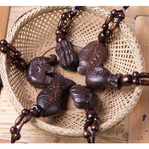 Women Men Wooden Pendants Accessories Retro Fish Peanuts Leaves Elepants Pendants