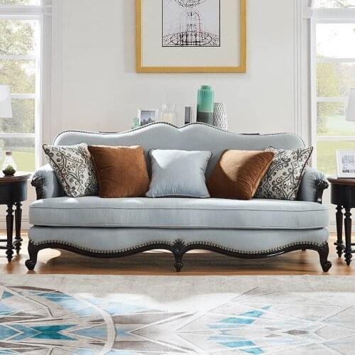 Golden American fabric sofa combination small family living room European solid wood sofa three person sofa modern simplicity