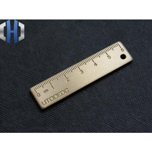 EDC Pure Copper Small Size Ruler Thick Brass Small Copper Ruler Key Ring Tools