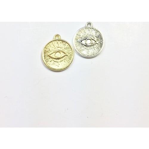 Eruifa 10pcs 17mm Popular Eye Coin Charms Zinc Alloy necklace,earring bracelet jewelry DIY handmade 2 colors