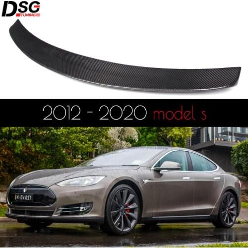 High-Kick 3*3 Carbon Fiber Rear Boot Deck Spoiler for Tesla Model S, Fitment Guaranteed