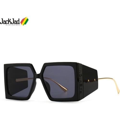 JackJad 2021 Fashion Letter Modern Vintage Shield Style Sunglasses For Women Side Shield ins Brand Design Sun Glasses 86002