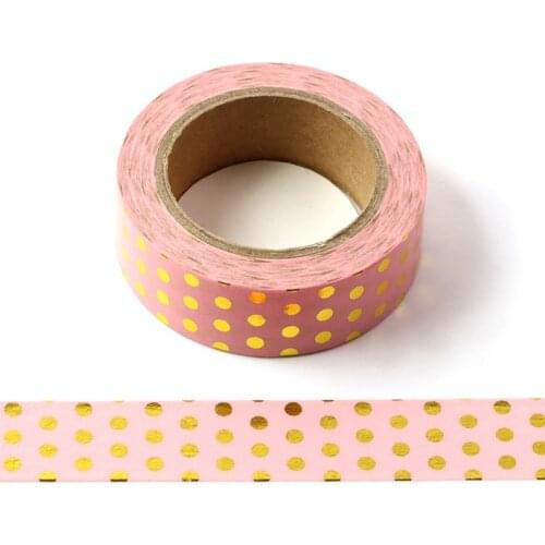 10M Decorative Gold Foil Washi Tape Pink Dots DIY Scrapbooking Sticker Label Japanese Masking tape School Office Supply