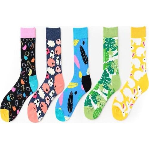 Leaves, rabbits, feathers, eggs, lamb, British style European and American art lovers in the long tube casual socks C15