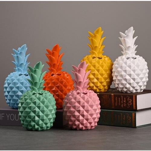Simulation Pineapple Piggy Bank Resin Miniatures Money Box Child Gift Multifunction Creative Fruit Model Home Decoration Crafts