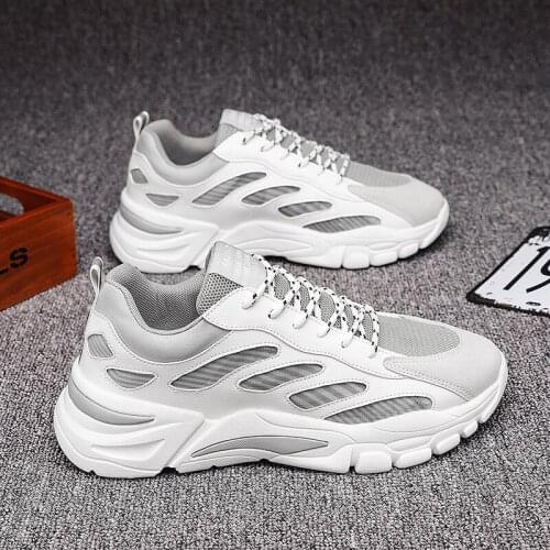 New Fashion Thick Sole Platform Sneakers Men Vulcanize Shoes Man Mixed Color Chunky Shoes Men Trainers Boy Soft PU Shoes R13-14
