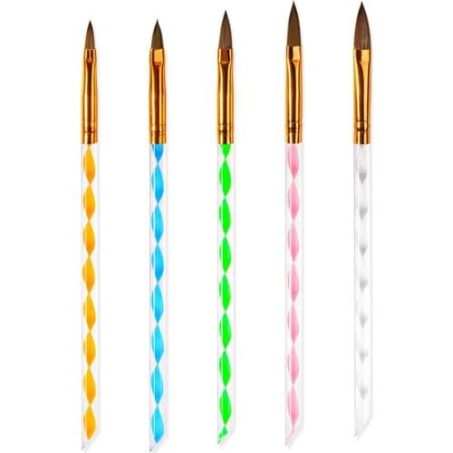 5Pcs Nail Beauty Brush Set Imitation Mink Hair Crystal Pen Beautiful Nail Spiral Brush Tool For Nail Beauty