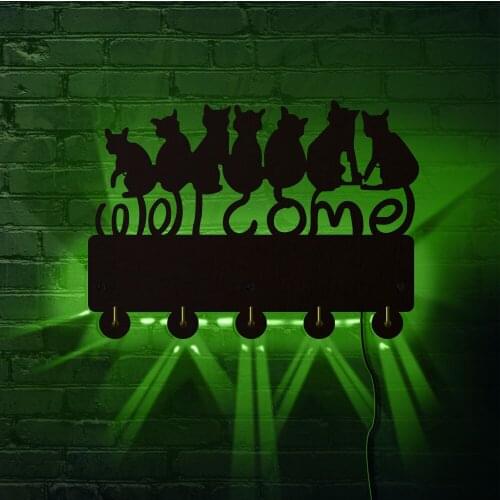 Kitty Design Wall Hooks Household Decor Hooks Animals Welcome Sign Multi-purpose Wall Coat Keys Bags Black Cat Hook