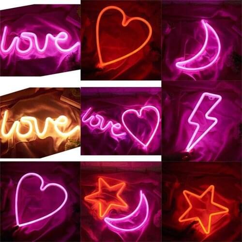 USB Neon Night Light LED Sign Party Wall Art Hanging Novelty Lamp Bedroom Decoration Rainbow Home Holiday Decor Xmas Gift