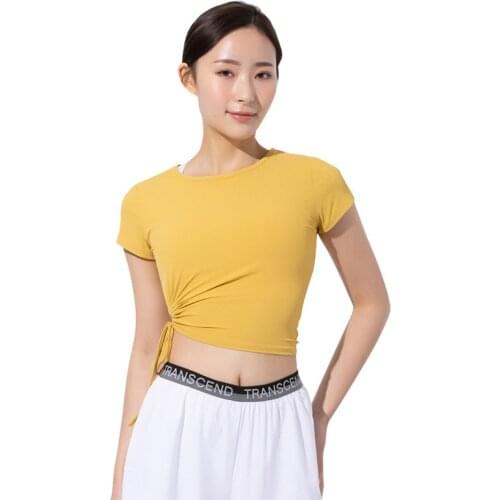 New Drawstring Bandage Short-Sleeve Sports Tops Women Sexy Crop Top Quick-Drying Comfortable Running Slim Yoga Fitness T Shirts