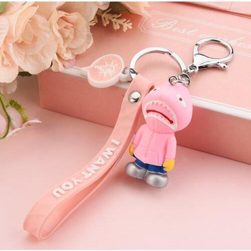New Cartoon Shark Keychain For Lovers Fashion Trinket Key Ring Holder For Women Bag Car Key Chain Gift Key Jewelry EH058