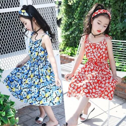 Flower Girl Dresses 2020 Summer Cotton Kids Dresses Floral Children Clothing Princess Party Dress for Girls Clothes Vest