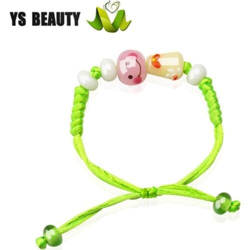 Japanese coloured glaze smiling face doll braided bracelet fashion girls dress collocation fashion accessories pure personality