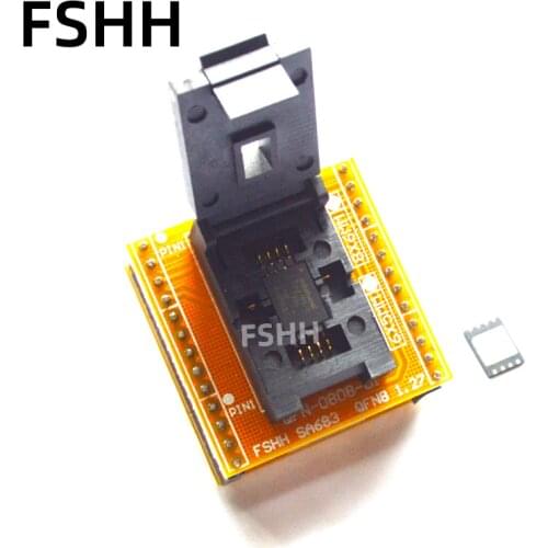 QFN8 to DIP8 Programmer Adapter WSON8 DFN8 MLF8 to DIP8 socket for 25xxx 6x8mm Pitch=1.27mm
