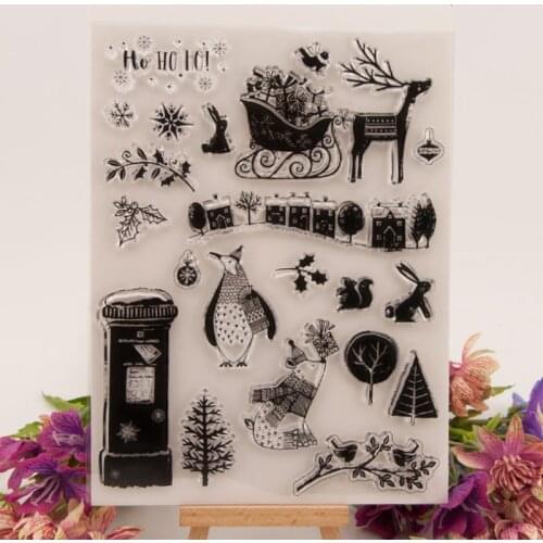 Christmas Animals Transparent Clear Silicone Stamp Seal Cutting DIY Scrapbooking Rubber Coloring Embossing Diary Decor Reusable