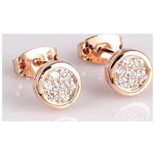 Exquisite Rose Gold White Zircon Stud Earrings Druzy Gem Wedding Engagement Stud Earring Bridesmaid Jewelry Gifts